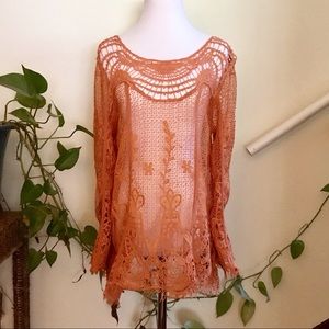NWOT Pretty Angel Floral Orange Lace Tunic